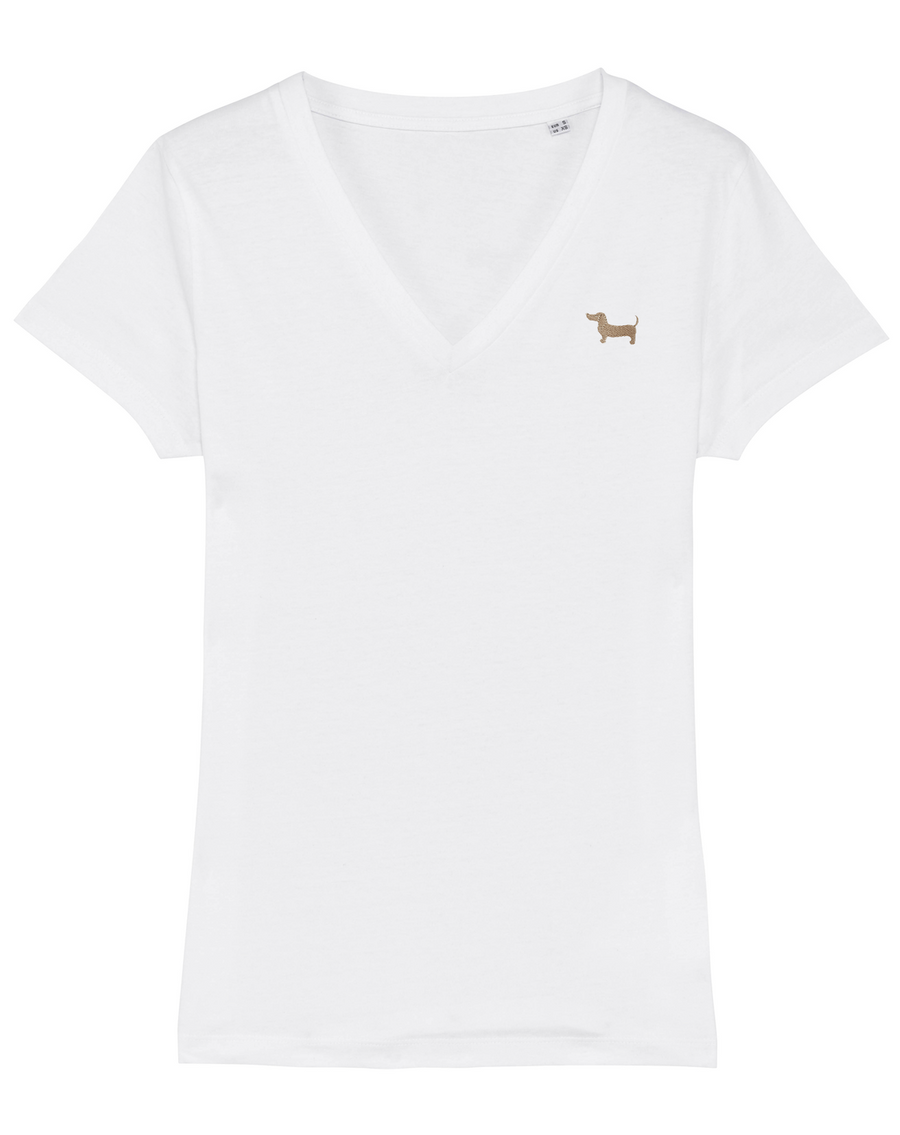 Nachhaltiges Damen-V-Shirt "Greta" in Weiß